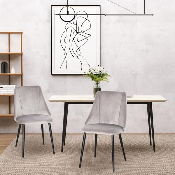 Rootz Sæt med 2 spisestole - Køkkenstole - Velvet polstret - Komfort & stil - Metalben - 50W x 56,5d x 85h cm - Grå