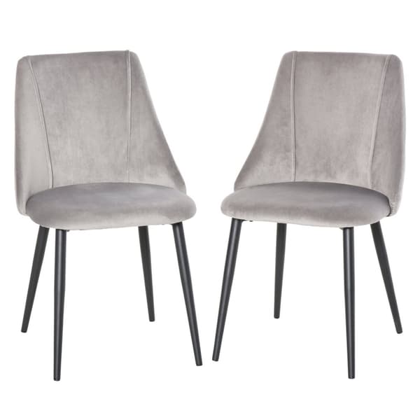 Rootz Sæt med 2 spisestole - Køkkenstole - Velvet polstret - Komfort & stil - Metalben - 50W x 56,5d x 85h cm - Grå