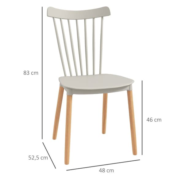 Rootz Sæt med 4 skandinaviske spisestole - Høj rygstole - Nordisk stil - Maksimal komfort - 48 cm x 52,5 cm x 83 cm - Grå, brun
