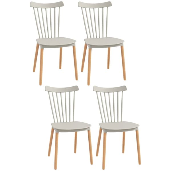 Rootz Sæt med 4 skandinaviske spisestole - Høj rygstole - Nordisk stil - Maksimal komfort - 48 cm x 52,5 cm x 83 cm - Grå, brun