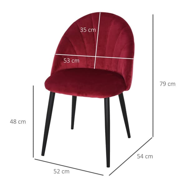 Rootz Sæt med 2 spisestole - Velvet Kitchen Stol - Uafhængige siddepladser - Ergonomisk komfort - 52L x 54W x 79H cm
