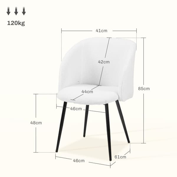 Rootz Sæt med 2 spisestole - Stofrest - Moderne siddepladser - Optimal komfort - 55 x 62 x 80 cm - Hvid og sort