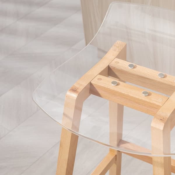 Rootz Set of 2 Contemporary Barstolar - Högpallar - Kökstolar - Akrylstol & fotstöd - 39W x 44D x 78H cm