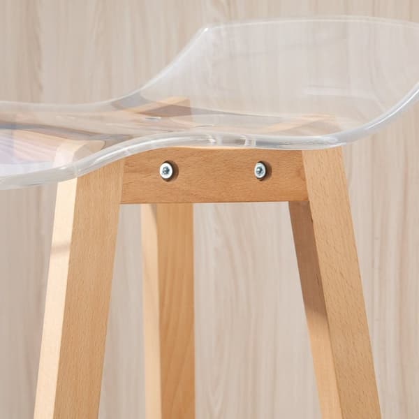 Rootz Set of 2 Contemporary Barstolar - Högpallar - Kökstolar - Akrylstol & fotstöd - 39W x 44D x 78H cm