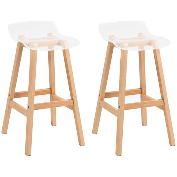 Rootz Set of 2 Contemporary Barstolar - Högpallar - Kökstolar - Akrylstol & fotstöd - 39W x 44D x 78H cm