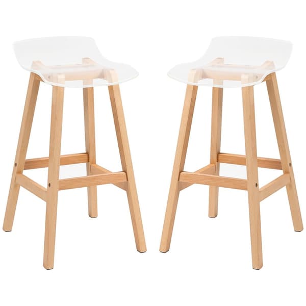Rootz Set of 2 Contemporary Barstolar - Högpallar - Kökstolar - Akrylstol & fotstöd - 39W x 44D x 78H cm