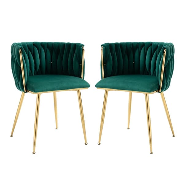 Rootz -sæt med 2 fløjls spisestole - fløjlsudseende - forgyldte ben - Forbedre skønhed - 54 cm x 52 cm x 72 cm