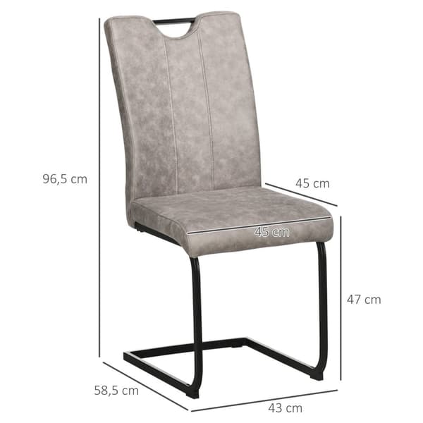 Rootz Sarja 4 ruokasalituolia - keittiön tuolit - verhoiltuja istuimia - mikrokuitu mukavuus - 43x58,5x96,5 cm - harmaa, musta teräslekit jalat jalat