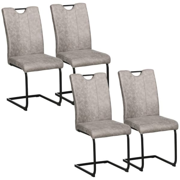 Rootz Sarja 4 ruokasalituolia - keittiön tuolit - verhoiltuja istuimia - mikrokuitu mukavuus - 43x58,5x96,5 cm - harmaa, musta teräslekit jalat jalat