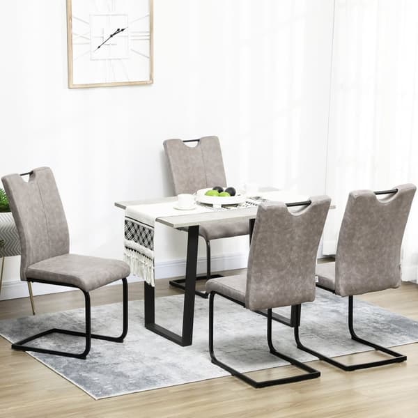 Rootz Sarja 4 ruokasalituolia - keittiön tuolit - verhoiltuja istuimia - mikrokuitu mukavuus - 43x58,5x96,5 cm - harmaa, musta teräslekit jalat jalat
