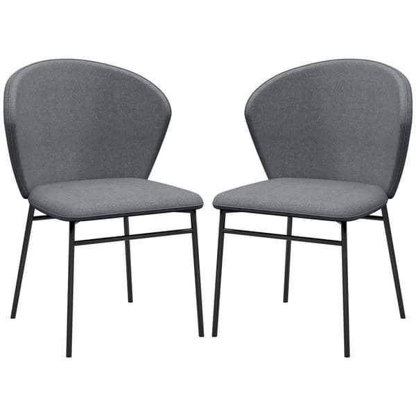 Rootz Sæt med 2 spisestole - polstrede sæder - polstrede stole - Moderne design - 52W x 55d x 80H cm - Grå - Stålben