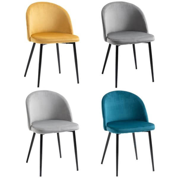 Rootz Skandinavian ruokasalituolit - Velvet -keittiön tuolit - Ergonomiset istuimet - 49W x 50d x 77H CM - Monivärinen