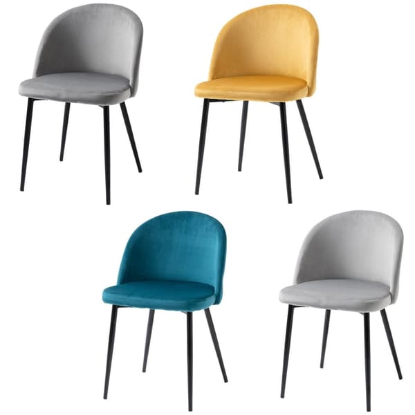 Rootz Skandinavian ruokasalituolit - Velvet -keittiön tuolit - Ergonomiset istuimet - 49W x 50d x 77H CM - Monivärinen