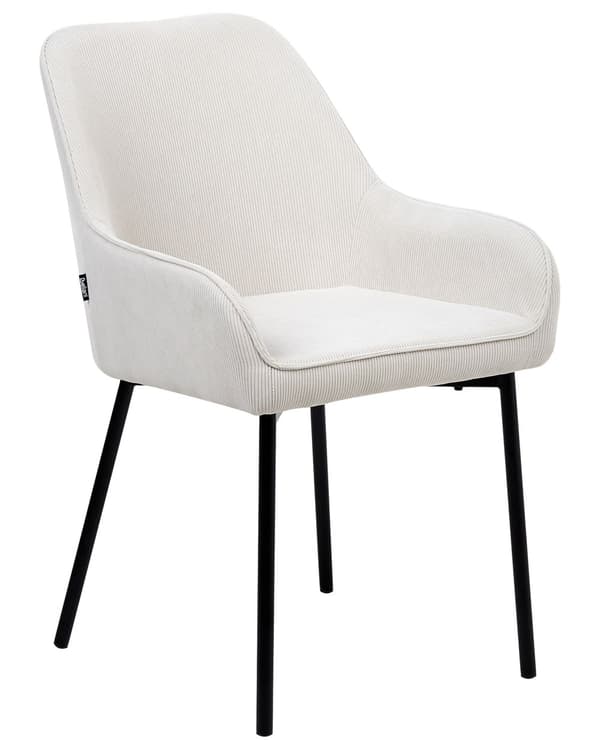 Sæt med 2 Spisestuestole Hvid Velour Betrukket med Sorte Metalben i Glamourøs Stil