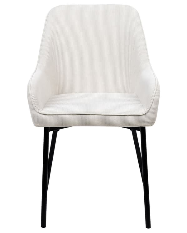 Sæt med 2 Spisestuestole Hvid Velour Betrukket med Sorte Metalben i Glamourøs Stil