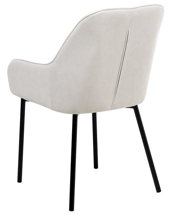Sæt med 2 Spisestuestole Hvid Velour Betrukket med Sorte Metalben i Glamourøs Stil