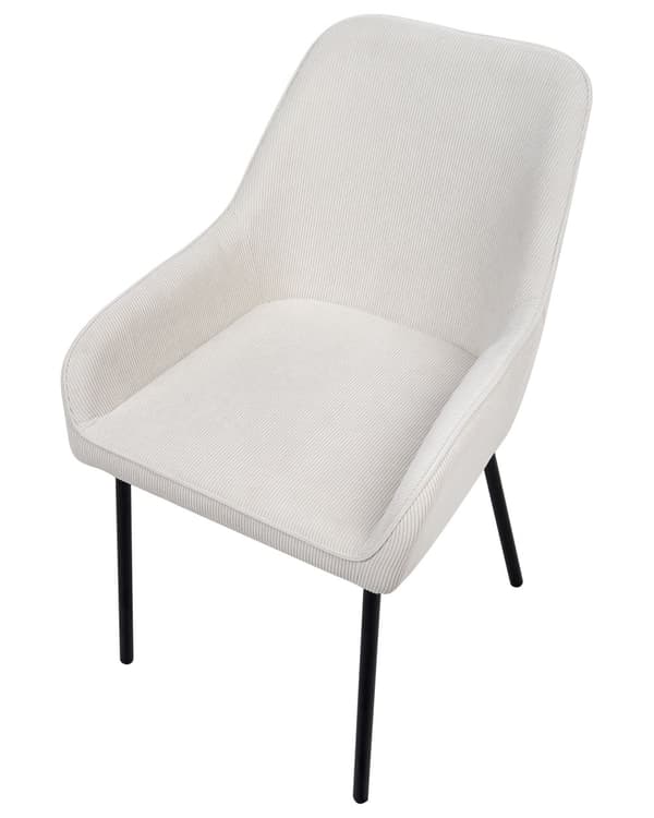Sæt med 2 Spisestuestole Hvid Velour Betrukket med Sorte Metalben i Glamourøs Stil