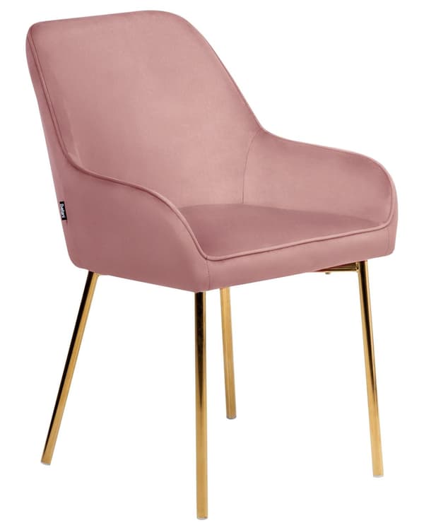 Sæt med 2 Spisestuestole Pink Velour Betrukket med Gylden ben Glamourøs Stil