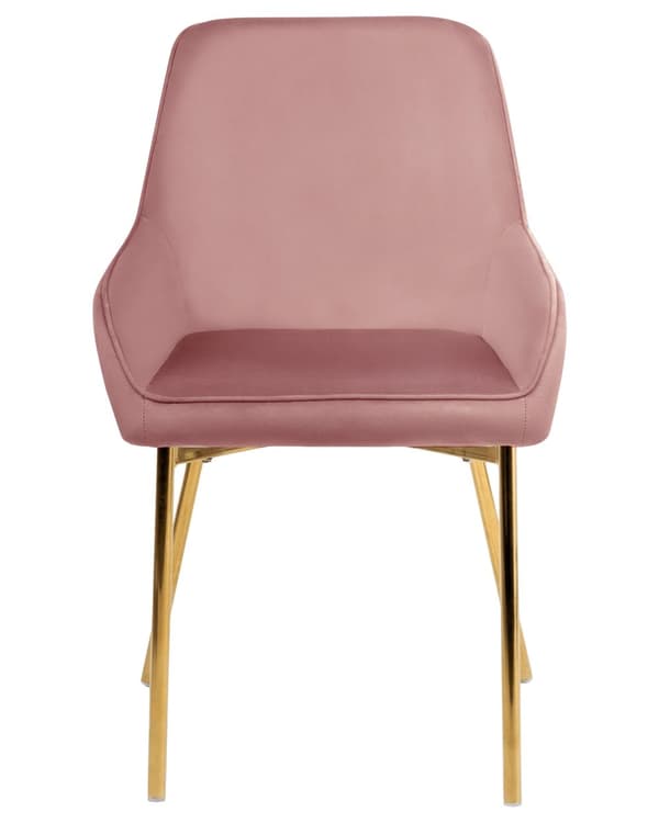 Sæt med 2 Spisestuestole Pink Velour Betrukket med Gylden ben Glamourøs Stil