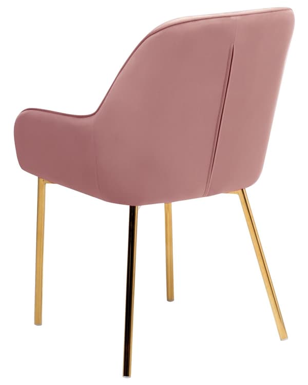 Sæt med 2 Spisestuestole Pink Velour Betrukket med Gylden ben Glamourøs Stil