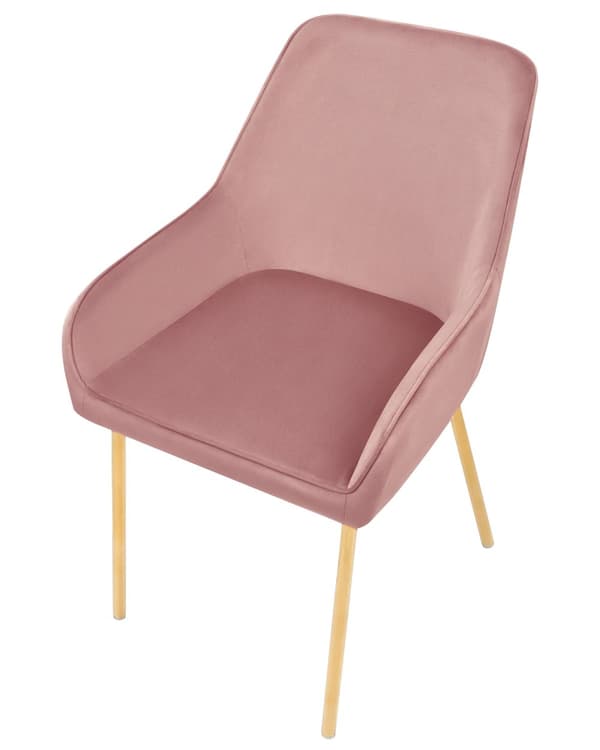 Sæt med 2 Spisestuestole Pink Velour Betrukket med Gylden ben Glamourøs Stil