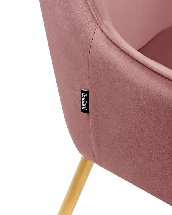 Sæt med 2 Spisestuestole Pink Velour Betrukket med Gylden ben Glamourøs Stil
