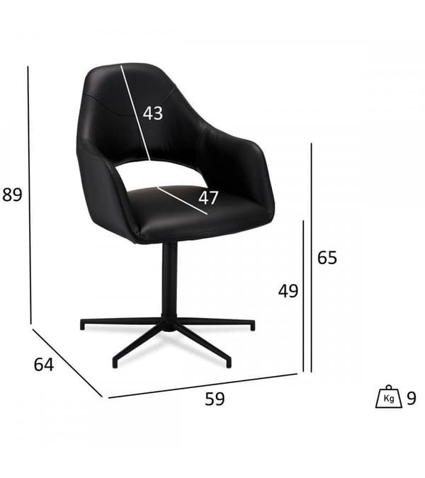 Rootz Matstol - Snurrstol - Modern matsits - Exceptionell komfort - Hållbar och snygg - Enkelt underhåll - 59cm x 64cm x 89cm