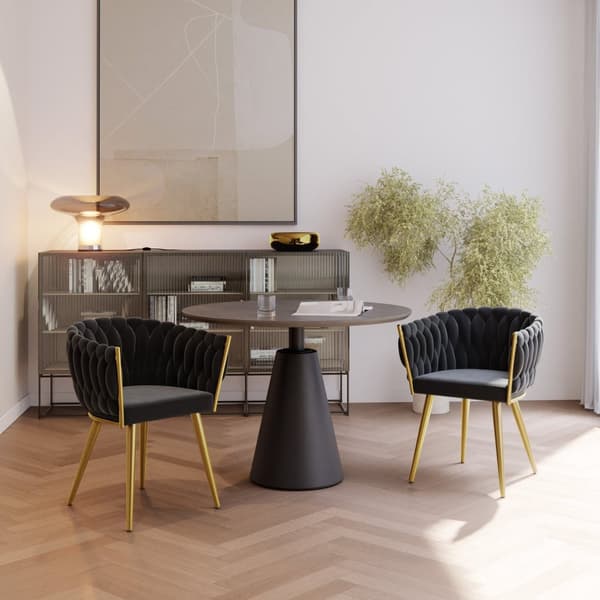 Set matsolar Astano i sammet, knutdesign - svart/guld, Uppsättning av 2
