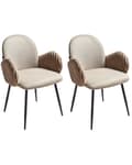 Miniatyrbilde 1 av 11: Sett med 2 Spisestoler Taupe Stofftrekk med Armlener i Fløyel Retro Design