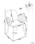 Miniatyrbilde 3 av 11: Sett med 2 Spisestoler Lys Beige Stofftrekk med Armlener i Fløyel Retro Design
