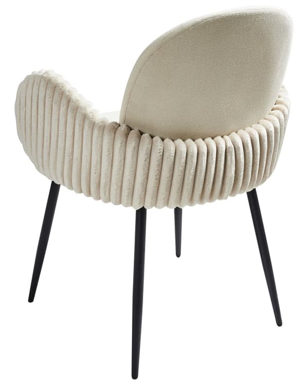 Spisebordsstol Beige Stof Sæt af 2 Spisestole Moderne Spisestuestol Polstrede Stole til Spisebord med Armlæn Ribbet Ryg Design
