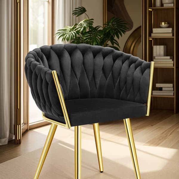 Spisebordsstole Astano velour - sort/guld,Sæt med 2 stk.