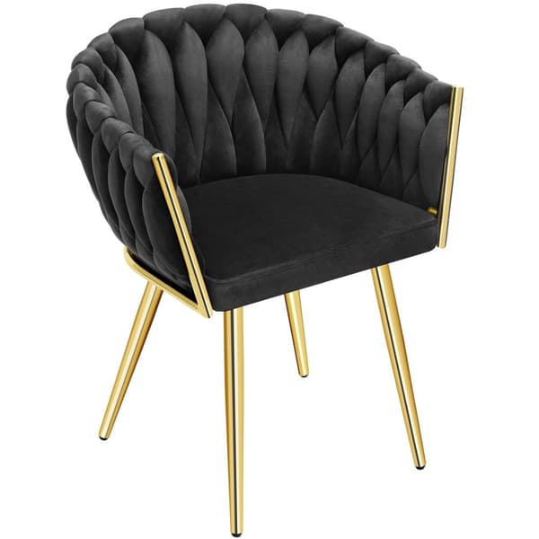 Spisebordsstole Astano velour - sort/guld,Sæt med 2 stk.