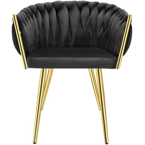 Spisebordsstole Astano velour - sort/guld,Sæt med 2 stk.