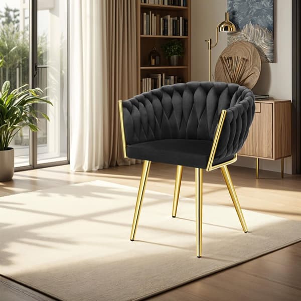 Spisebordsstole Astano velour - sort/guld,Sæt med 2 stk.