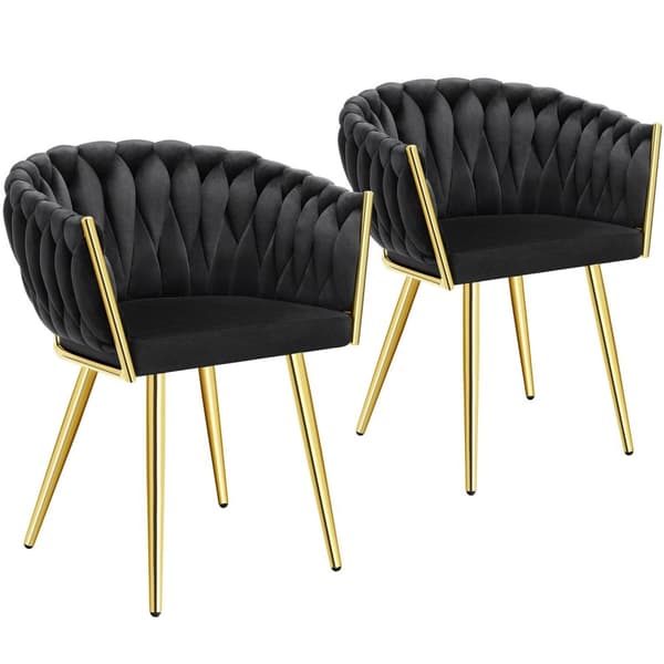 Spisebordsstole Astano velour - sort/guld,Sæt med 2 stk.