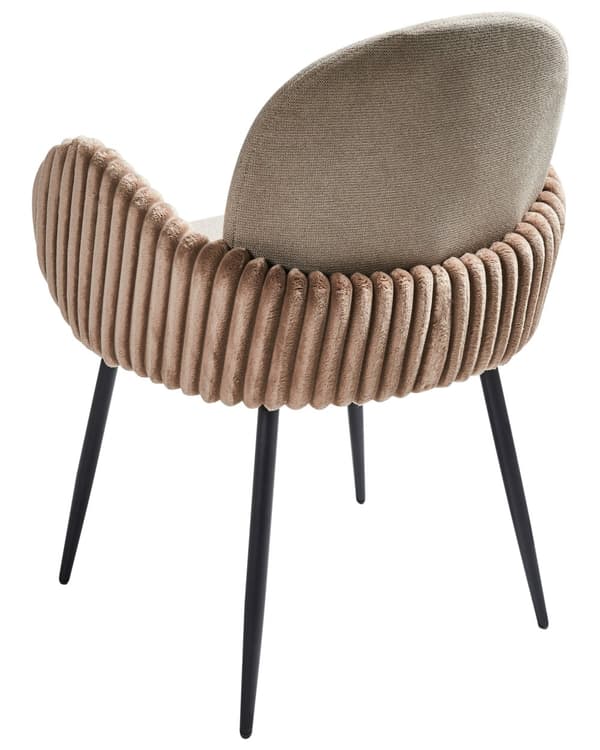Spisebordsstol Taupe Stof Sæt af 2 Spisestole Moderne Spisestuestol Polstrede Stole til Spisebord med Armlæn Ribbet Ryg Design