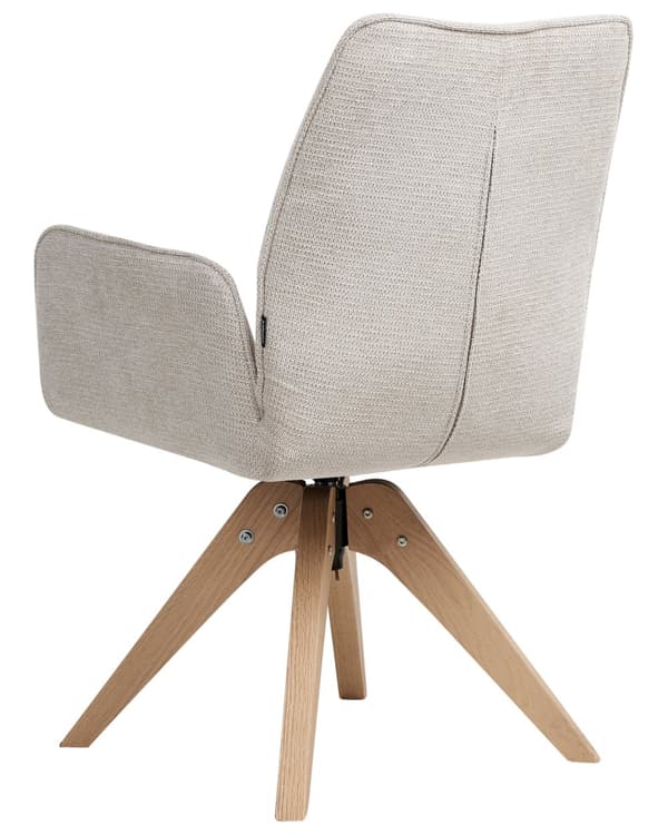Drejelig spisestol lys beige linnedbetræk høj ryg med armlæn Skandinavisk stil køkken spisestue