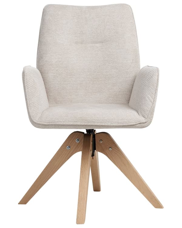 Svingbar Spisestol Lys Beige Lin Høyt Ryggstøtte Skandinavisk Stil