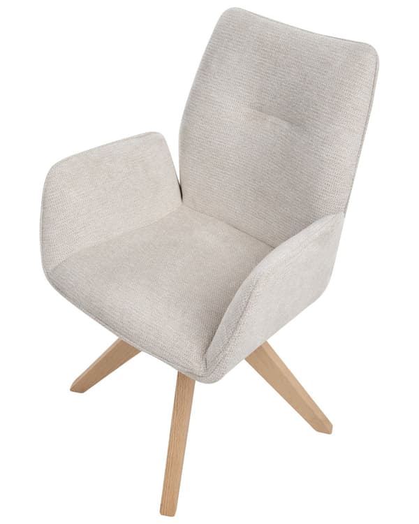 Svingbar Spisestol Lys Beige Lin Høyt Ryggstøtte Skandinavisk Stil