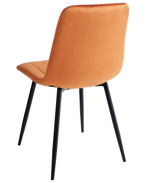 Sett med 4 Spisestoler Fløyel Oransje Spisestue Jernben Moderne Stil