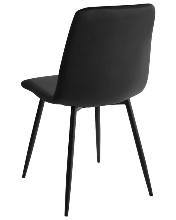 Sett med 4 Spisestoler Svart Fløyel Spisestue Jernben Moderne Stil