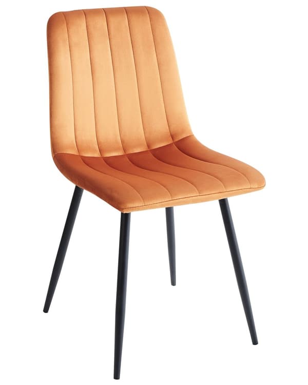 Spisebordsstol Orange Velour Sæt af 4 Polstrede Spisestuestole Komfortable til Spisestue Køkken Stofstole Indretning Skandinavisk