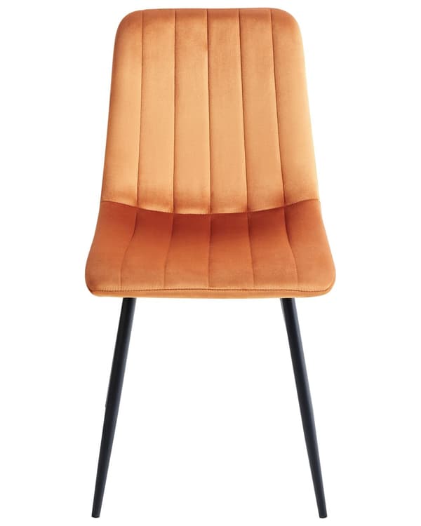 Spisebordsstol Orange Velour Sæt af 4 Polstrede Spisestuestole Komfortable til Spisestue Køkken Stofstole Indretning Skandinavisk