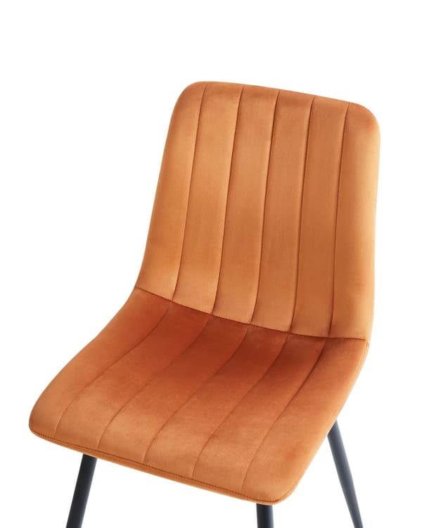 Spisebordsstol Orange Velour Sæt af 4 Polstrede Spisestuestole Komfortable til Spisestue Køkken Stofstole Indretning Skandinavisk