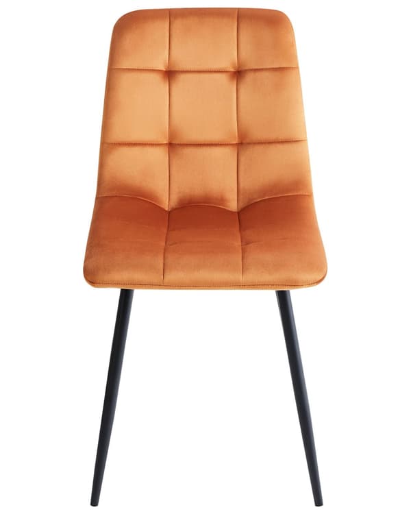 Spisebordsstol Orange Velour Sæt af 2 Polstrede Spisestuestole Komfortable til Spisestue Køkken Stofstole Indretning Skandinavisk