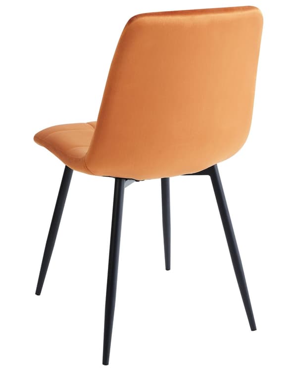Spisebordsstol Orange Velour Sæt af 2 Polstrede Spisestuestole Komfortable til Spisestue Køkken Stofstole Indretning Skandinavisk