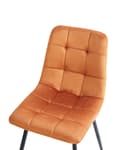 Miniatyrbillede 7 af 9: Spisebordsstol Orange Velour Sæt af 2 Polstrede Spisestuestole Komfortable til Spisestue Køkken Stofstole Indretning Skandinavisk