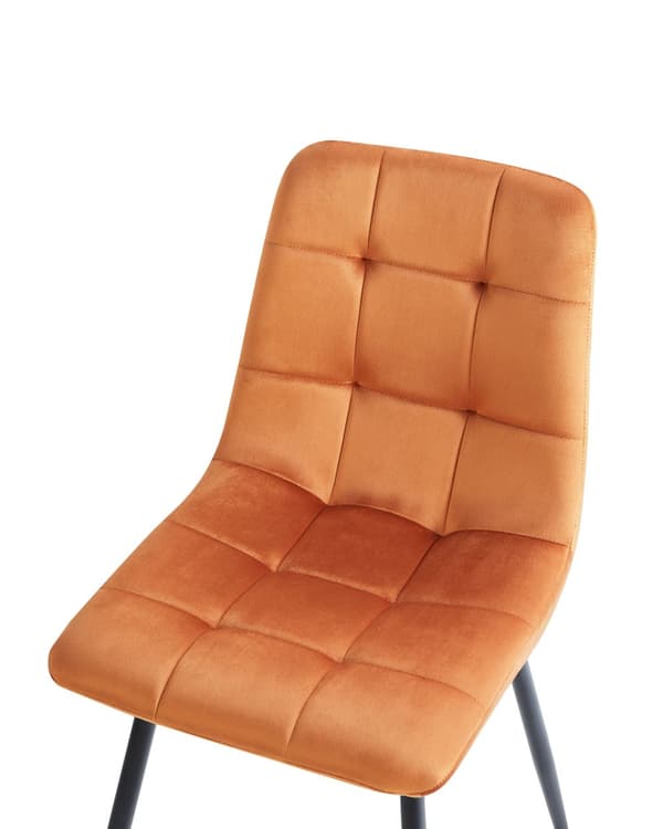 Spisebordsstol Orange Velour Sæt af 2 Polstrede Spisestuestole Komfortable til Spisestue Køkken Stofstole Indretning Skandinavisk