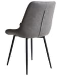 Miniatyrbillede 5 af 10: Sæt med 2 Spisestuestole Gråt Imiteret Læder Sorte ben til Spisestuen Moderne Minimalistisk Stil